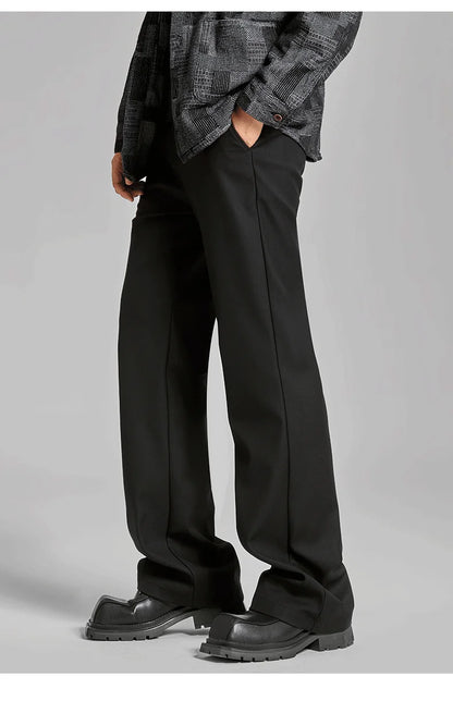extended length edition men streetwear fashion hip hop vibe straight black pant casual business suit long pants trousers unique default style 1633