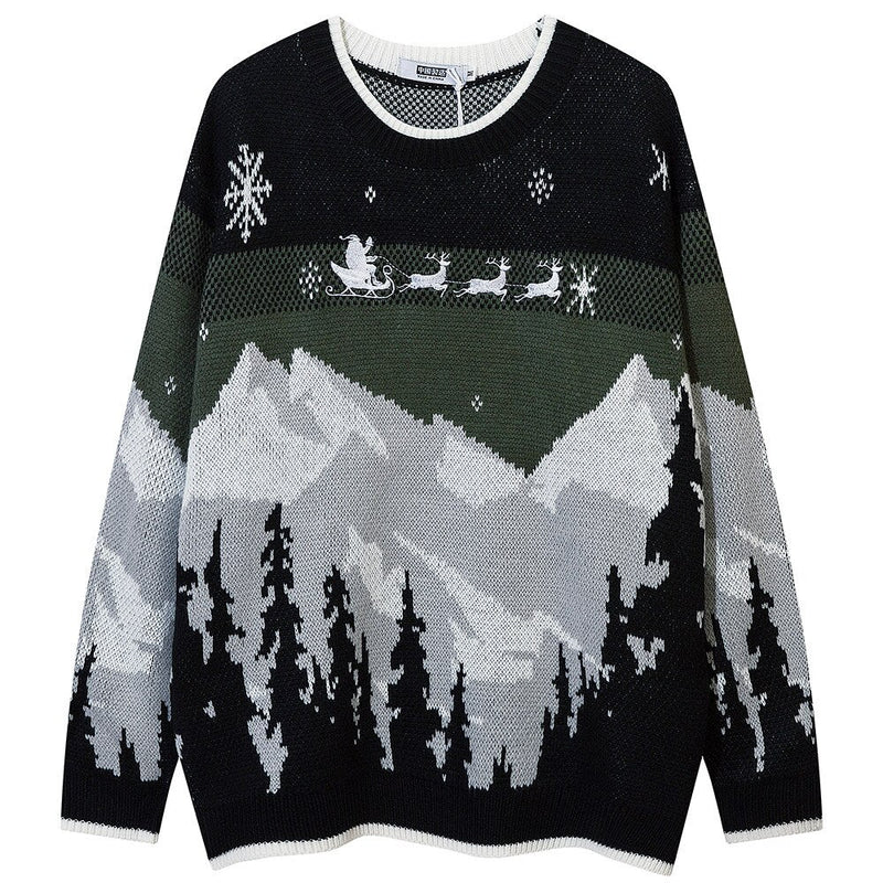 "Snowy Mountains" Unisex Men Women Streetwear Graphic Sweater Daulet Apparel