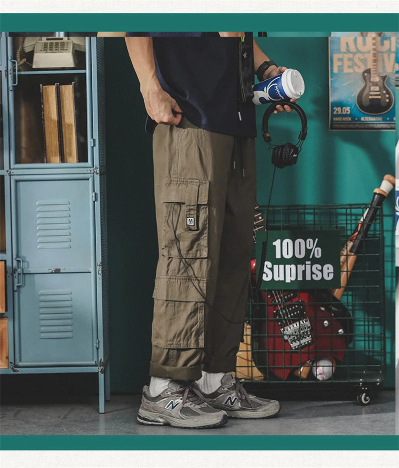 american vintage baggy cargo pants men outdoor sport military tactical sweatpants y2k straight multi pocket overalls trousers unique joggers style 460