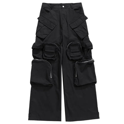 techwear baggy cargo pants multi pocket luxury designer fashion loose pants hip hop harajuku black trousers unique cargo style 1068