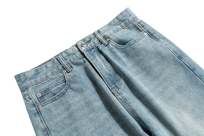 vintage washed blue solid boot cut for men and women straight baggy denim trousers ropa hombre loose casual flare jeans pants unique jeans style 2184