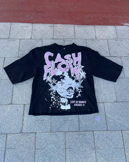 Y2K American high street clothing printed oversized T-shirt men's 2023 new loose casual versatile round neck T-shirt men's Street King Limited