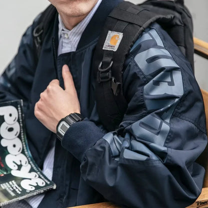 japanese trendy charge jacket mens american pilot windproof tooling coats thin loose letter printed unisex baseball jersey unique default style 2267