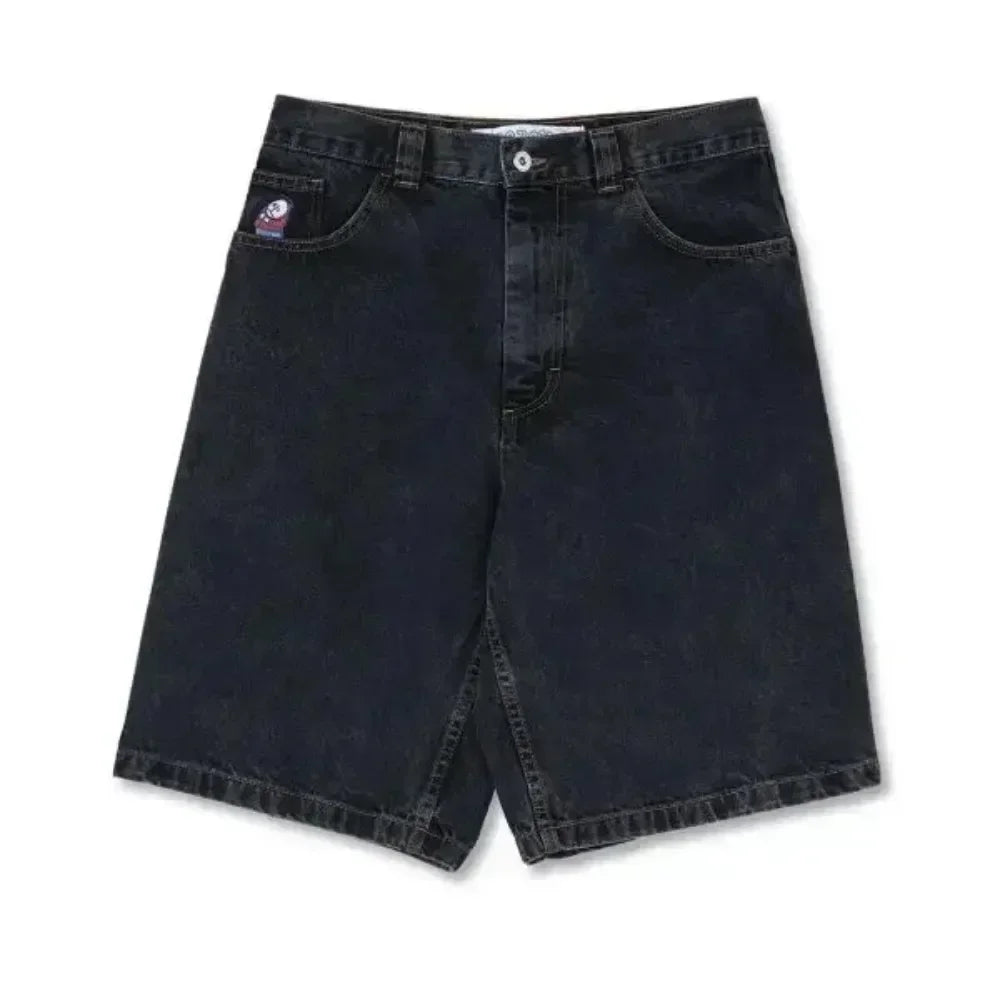 retro deep blue polar big boy baggy jeans mens women gothic wide leg trouser y2k hip hop cartoon embroidery streetwear jeans unique jeans style 3888
