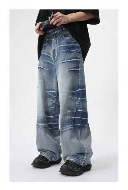 vintage blue baggy jeans man loose straight denim pants harajuku hip hop jeans trousers men unique jeans style 4721