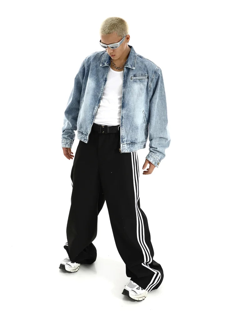 wide shoulder harajuku denim jacket coat mens fashion hip hop distressed washed jeans outerwear casual streetwear jeans jackets ripped baggy denim