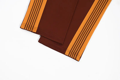 good quality brown motion casual pants men woman lovers trend side edge weaving embroidery drawstring loose trousers unique default style 4857