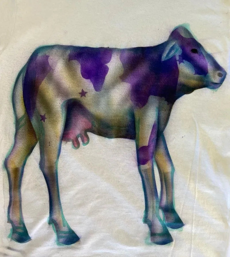 American Street Loose Casual Colorful Cow Print Short-sleeved Y2k Trendy Brand Girls Clothing Harajuku Retro Versatile T-shirt Street King Limited
