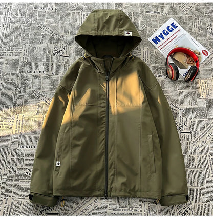 autumn spring casual mens outdoor jacket basic solid colour hooded windbreaker unisex coats waterproof male jackets unique default style 5134