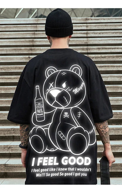 Men Harajuku Fashion T Shirt Bear beer print Kawaii Tshirt Hip Hop Streetwear T-Shirts 2022 Summer Casual Oversized Tees Tops Street King Limited