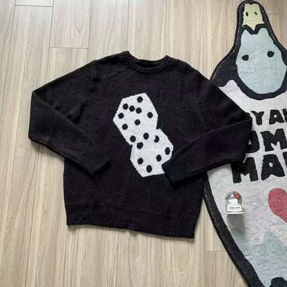 New 2022 Men Luxury Billiards Black Eight gentleman Classic Mohair dice Knit Casual Sweaters pullover Asian Size High Drake #20 Street King Limited