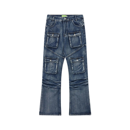 2024 multi pocket jeans vintage mens harajuku cargo denim pants retro hip hop straight loose jean pants 1 multi-pocket cargos