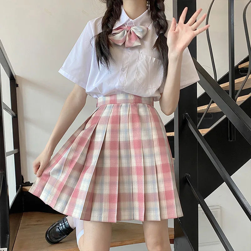 Jk Uniforms Gyaru School Uniform for Girl Student Pleated Skirt Uniform Set Women Short Sleeve Bow Tie Seifuku Japanese Style Street King Limited