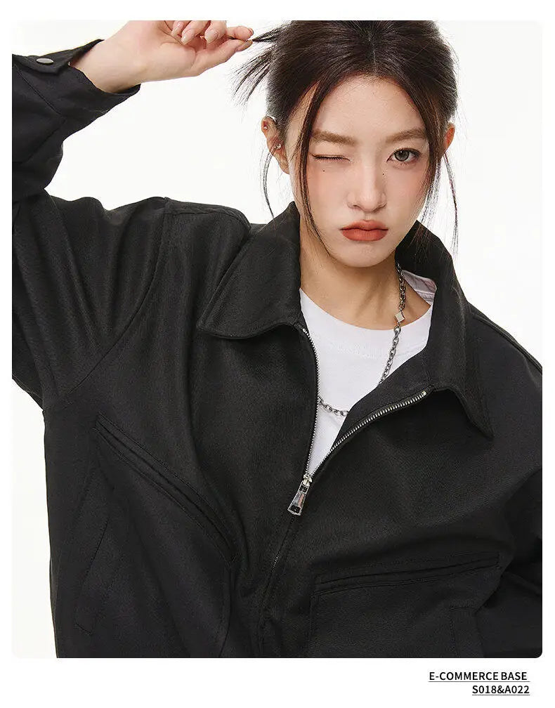 spring retro fashion bomber jacket men loose casual korean streetwear vintage short cargo jacket women autumn coat outerwear unique cargo style 392