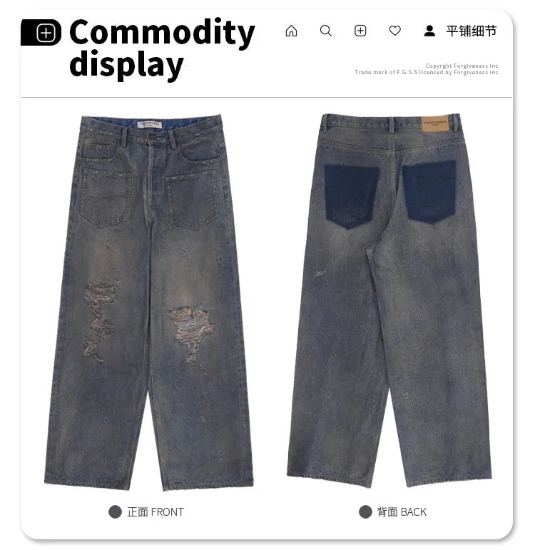 Cut Jeans with a mud-dye knife Street King Limited