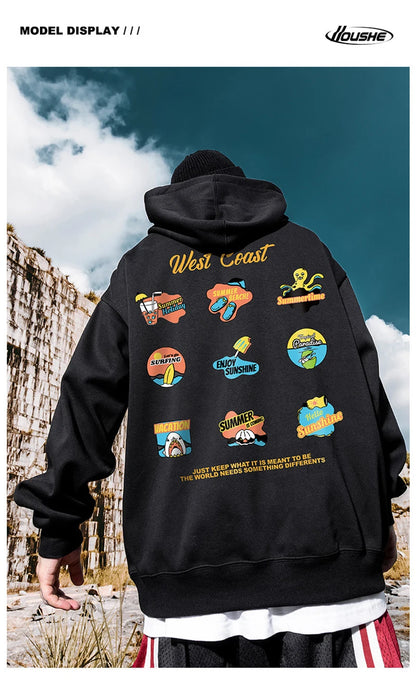 West Coast Graffiti Graphic Hoodie Sweatshirts Men Autumn Pullovers Hoodies Casual Male Y2K Streetwear Top Hip Hop Tracksuit Street King Limited