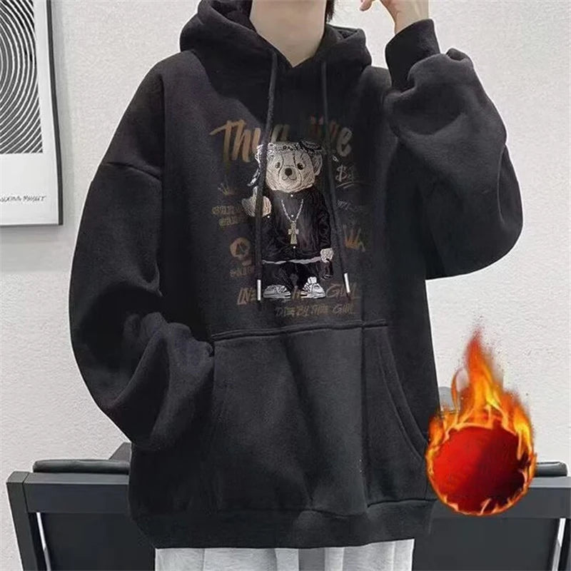 Autumn Funny Bear Graphic Hoodies Men 2024 New Hip Hop Fashion Hooded Sweatshirts Y2K Vintage Streetwear Pullover Hoody Clothes Street King Limited
