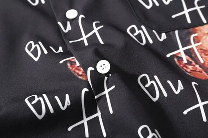 Dark Icon Bluff Boy Full Printing Hip Hop Shirt Street Summer Short Sleeved Men's Shirts Streetwear Clothing Street King Limited