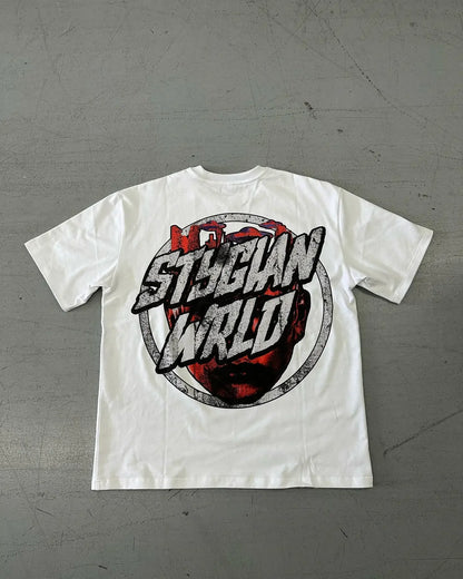 y2k Fashion Gothic Weird Letter Pattern Oversized T-Shirt Short Sleeve Men's Retro Harajuku Loose Round Neck Versatile Brand Top Street King Limited