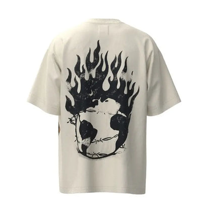European and American dark skull print European and American high street loose short-sleeved T-shirt for men and women, trendy Street King Limited