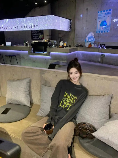 2024 New Arrival We11D- Brand Fashion Autumn High-Street Letter Foaming Cotton Casual Loose Distressed Sweater Pullover Street King Limited