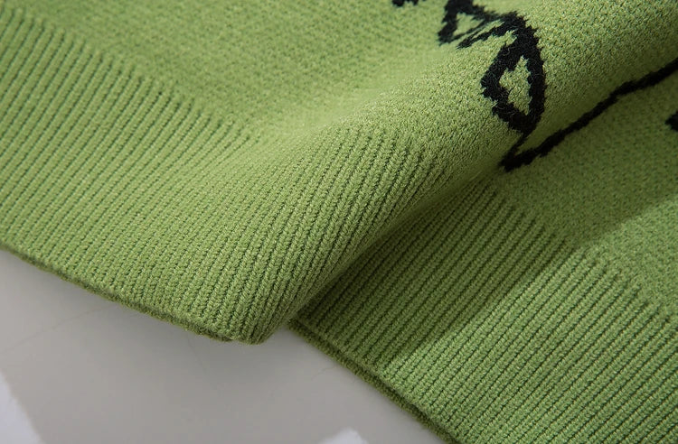 Fashion Knitted Sweater Autumn Winter O-neck Dinosaur Pattern Pullover Streetwear Unisex Casual Loose Sweaters Jumper Knitwears Street King Limited