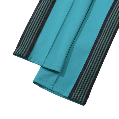 blue pattern embroidery casual motion pants men woman fashion street side edge weaving straight cylinder trousers unique default style 4564