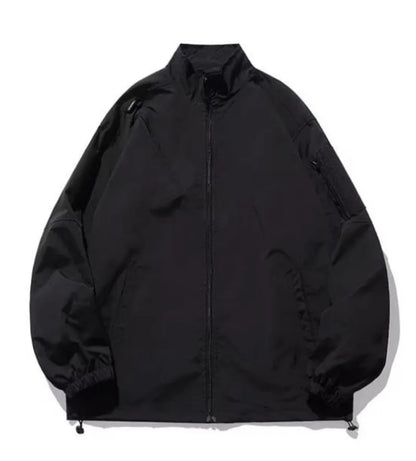 Outdoor Mens Charge Jacket Retro Loose Stand Collar Waterproof Tooling Coats Thin Color Blocked Zipper Hiking Windbreaker Street King Limited