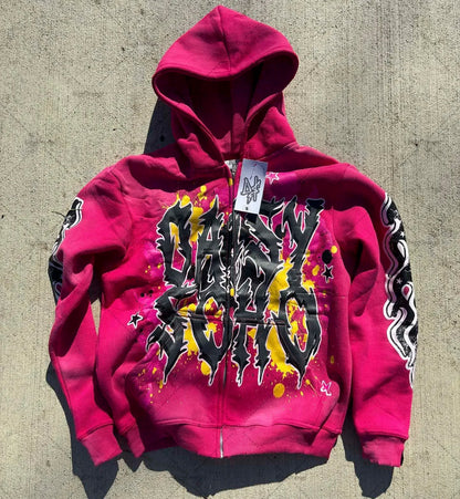 Fashion Trendy Color Letter Printed Oversize Hoodie Men's Y2K Spring and Autumn Retro Loose Pullover Sweatshirt Women's Street King Limited