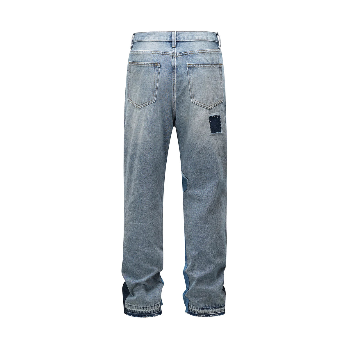 high street patchwork hole ripped baggy jeans for men straight pocket washed distressed casual denim trousers oversized urban skinny jeans
