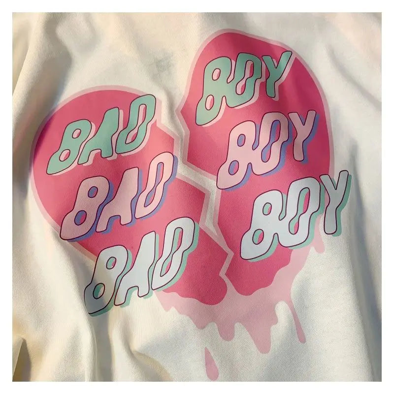Pure cotton love printed short-sleeved T-shirt for men and women, trendy brand loose ins internet celebrity design men clothing Street King Limited