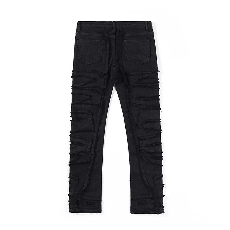 retro hole ripped distressed jeans for men straight washed harajuku hip hop loose denim trousers vibe style casual jean pants unique jeans style 4837