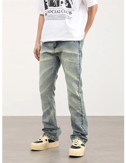 retro striped washed denim jeans flare pants unisex hip hop fashion streetwear harajuku loose straight y2k mens jeans joggers unique joggers style 3382