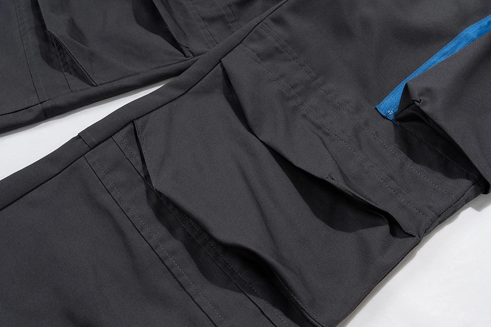 y2k blue zipper multi pocekts baggy cargo pants for men straight pantalones hombre casual trousers oversized hip hop overalls unique cargo style 2348