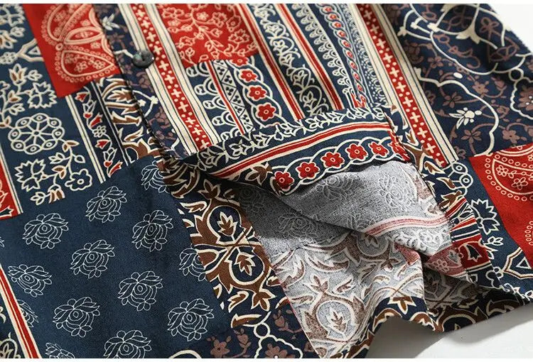 Korean Hawaiian Cuban collar retro printed shirt men American handsome simple casual versatile loose beach short-sleeved shirt Street King Limited