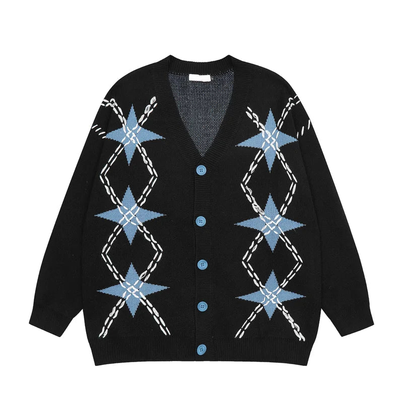 Mens Cardigan Sweater Y2K Fashion Streetwear Sweaters Hip Hop Knitted Cardigan New Casual Single Breasted Sweater Unisex Jumpers Street King Limited