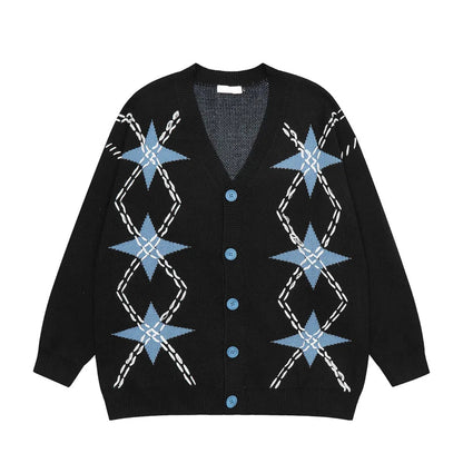Mens Cardigan Sweater Y2K Fashion Streetwear Sweaters Hip Hop Knitted Cardigan New Casual Single Breasted Sweater Unisex Jumpers Street King Limited