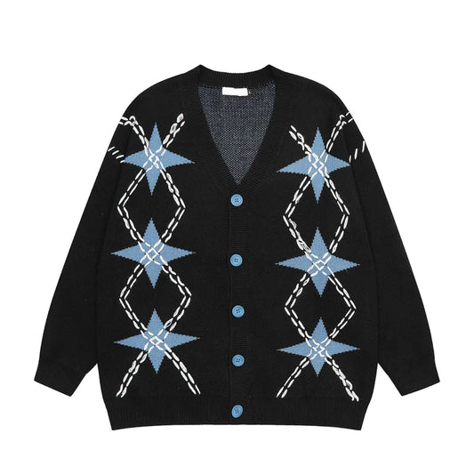 Mens Cardigan Sweater Y2K Fashion Streetwear Sweaters Hip Hop Knitted Cardigan New Casual Single Breasted Sweater Unisex Jumpers Street King Limited