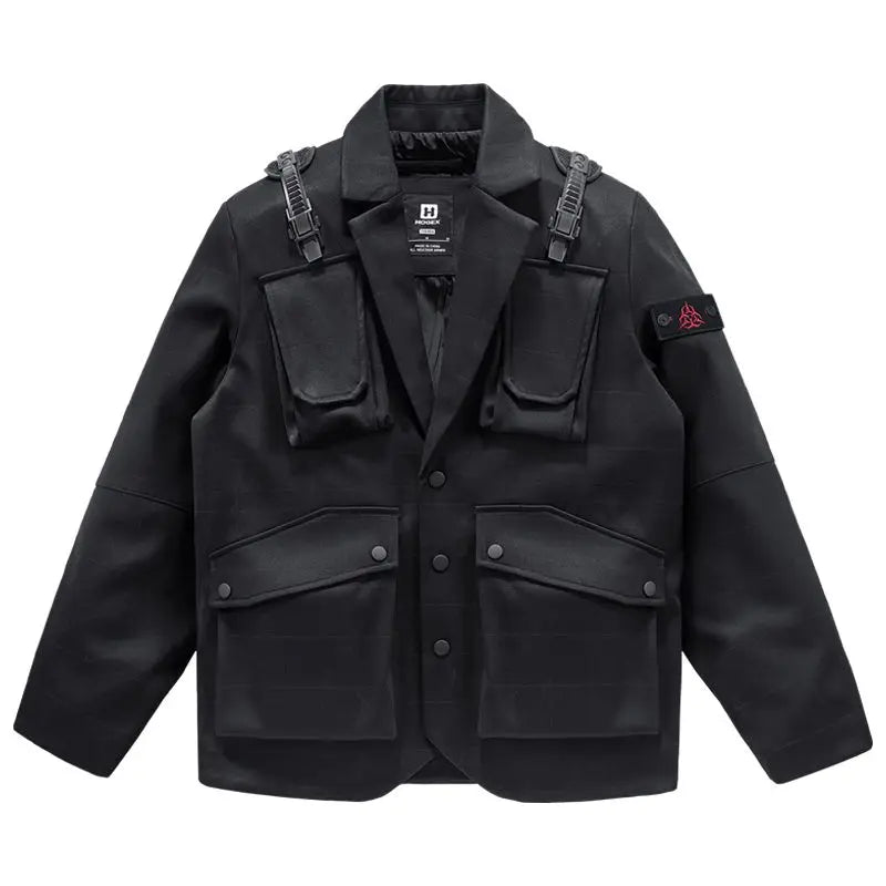 2024 new in workwear suit with multiple pockets jacket korean version motorcycle medium length jackets for men streetwear clean everyday pants