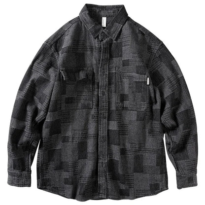 Heavy Denim Shirt Men's Long Sleeve Loose Japanese Retro Washed Distressed Shirt Men's Top Plaid Thickened Jacket Street King Limited