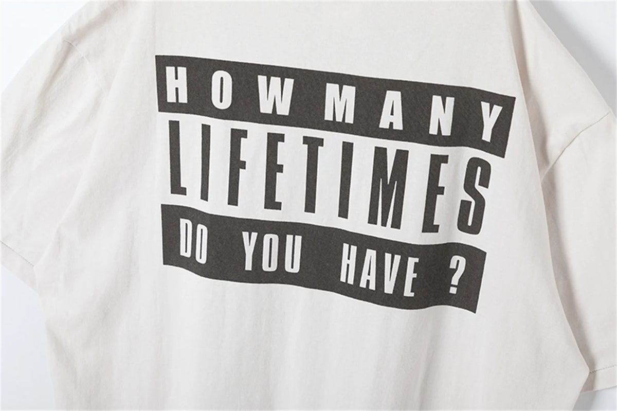 Summer Vintage Retro Letter Print High-Street Loose Casual Cotton T-Shirt Tops Street King Limited