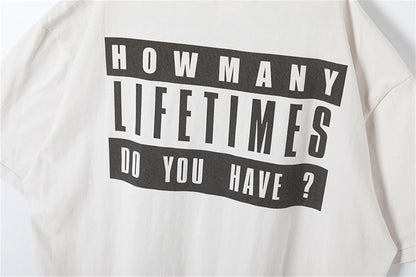 Summer Vintage Retro Letter Print High-Street Loose Casual Cotton T-Shirt Tops Street King Limited
