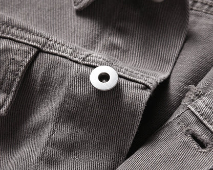 2023 autumn and winter solid color washed gray jeans jackets for men harajuku cleanfit baggy y2k denim coat oversized loose tops unique jeans style 44