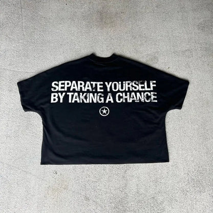 American Trendy Gothic Punk Letter Printed Oversized T-Shirt Men's Y2K Street Hip-Hop Loose Versatile Casual Cotton Top Street King Limited