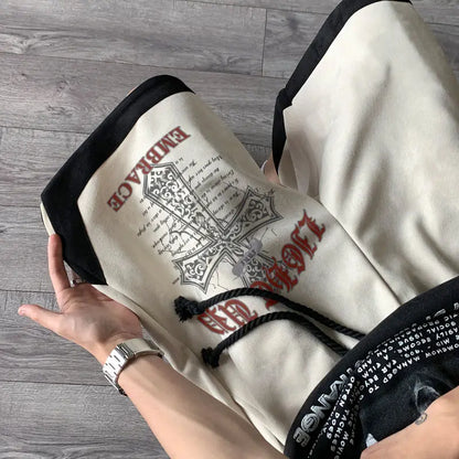 high street hip hop men and women summer personalized capris american trendy letter printing loose sports casual shorts y2k casual urban shorts