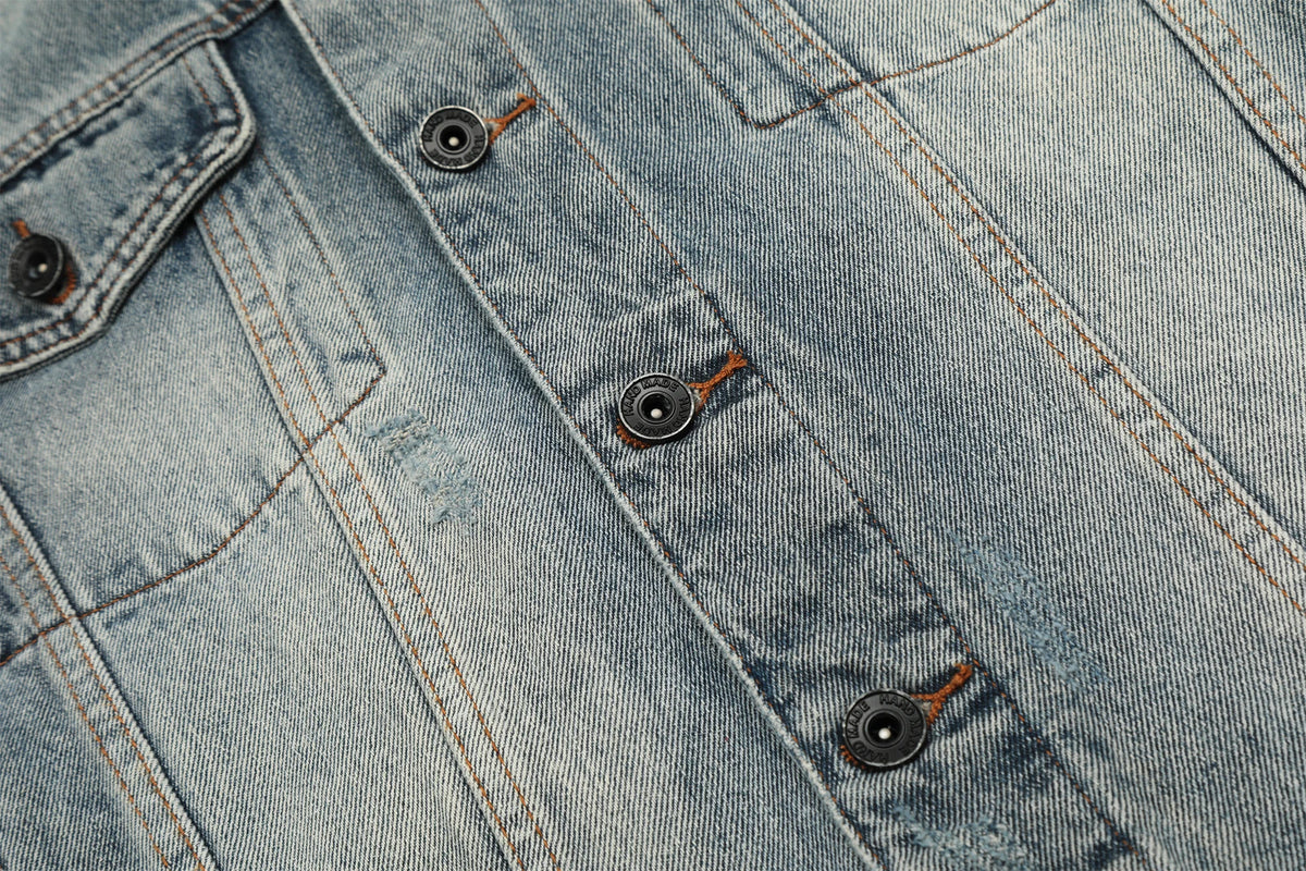 24fw kanye west yzy brand fashion high street heavy weight denim jacket worn quality jacket coat for men unique jeans style 82