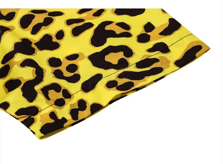 Dark Icon Yellow Leopard Hawaiian Shirt Men Vintage Street Polo Shirt Man Man Blouse Street King Limited