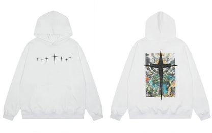 "Black Cross" Unisex Men Women Streetwear Graphic Hoodie Daulet Apparel