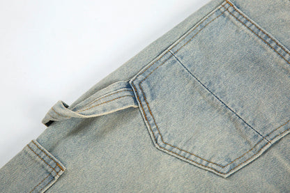 y2k side buckle washed cleanfit baggy pencil jeansfor men streetwear vibe style pantalones hombre loose casual denim trousers unique jeans style 1468