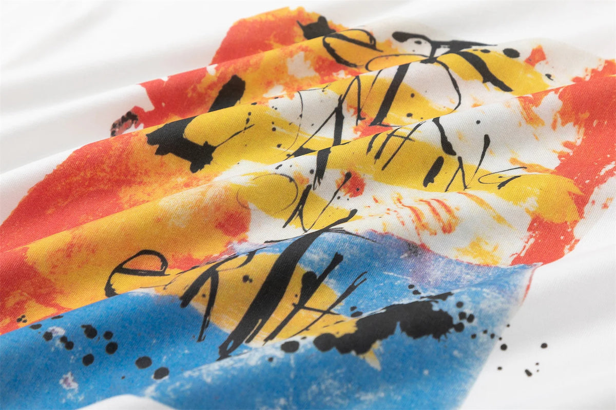 2024 Vintage 90s Joker Graffiti Print High Street Retro Casual Loose Cotton Quality T-shirt Tops Fpr Men Street King Limited
